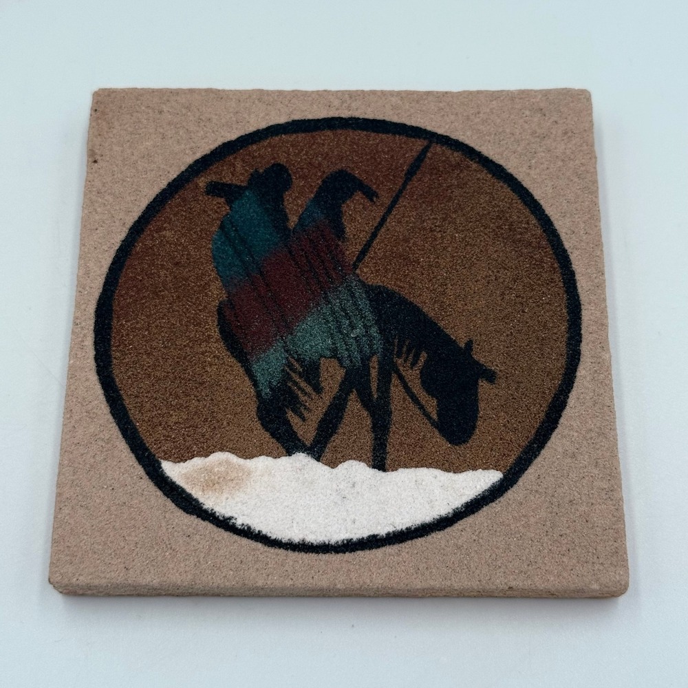 Navajo Art Lot 4pc Silas NAV‎ Wedding Vase Teissedre Tile Alex Lee Sandpainting - Picture 5 of 12